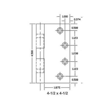 TOWNSTEEL TownSteel: Hinge, Steel, Std Weight 4.5x4.5-26D TNS-TH179-45X45-US26D